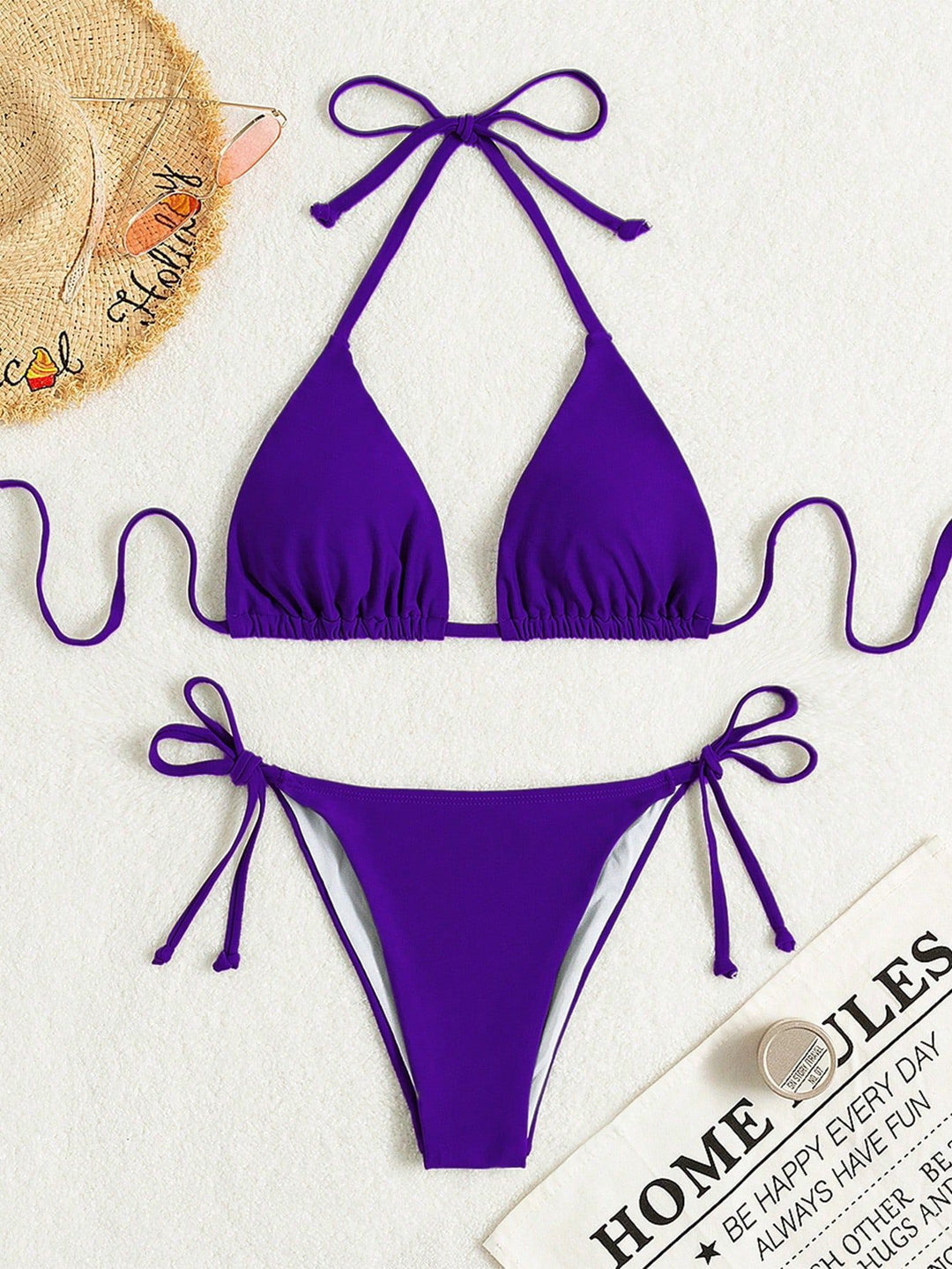 Damen Triangel-Bikini mit verstellbaren Bändern und elastischem Taillenbund EB