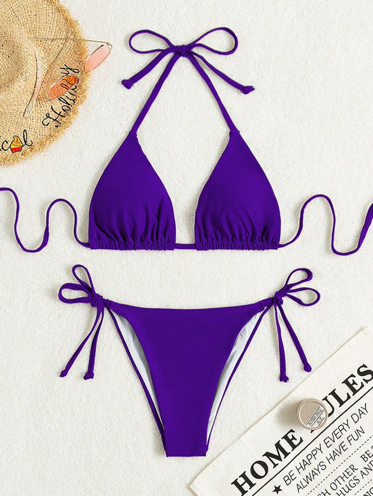 Damen Triangel-Bikini mit verstellbaren Bändern und elastischem Taillenbund EB