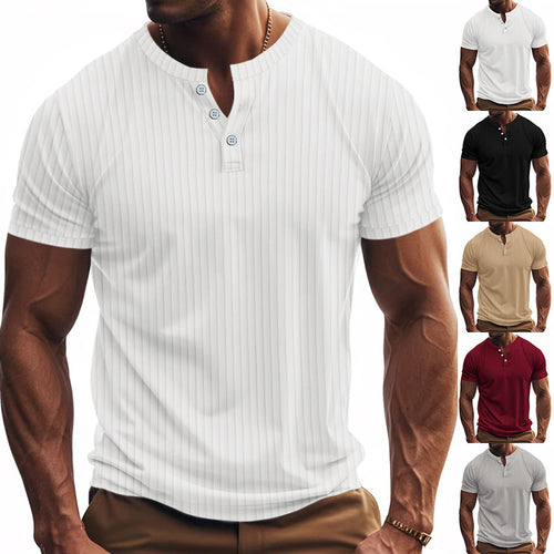 Herren Kurzarm-Henley-T-Shirt mit strukturiertem Design EB