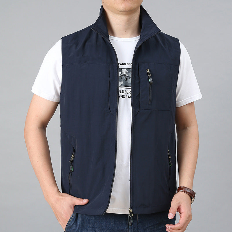 Herren nan technische Zip-Weste mit hochgeschlossenem Kragen wasserabweisendem Nylon und Sicherheitsreißverschlusstaschen EB