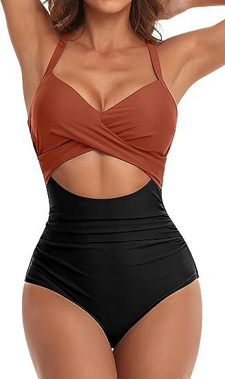Damen Einteiliger Badeanzug mit elegantem Wickelschnitt EB