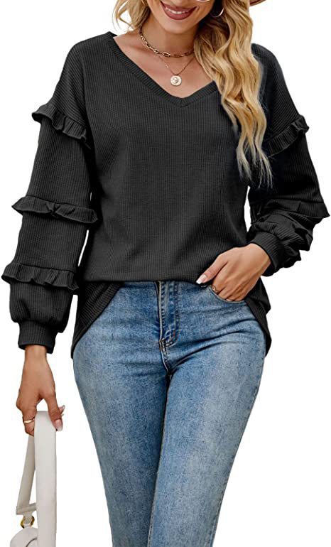 Damen modisches Sweatshirt mit Rüschendetails EB