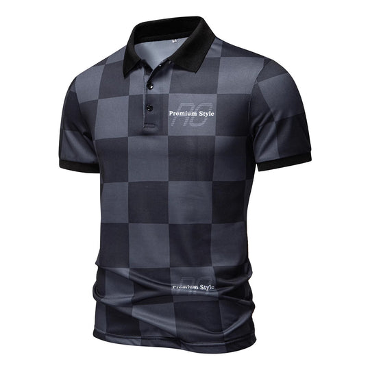 Herren Polo-Shirt mit kariertem Muster und modernem Kragen EB