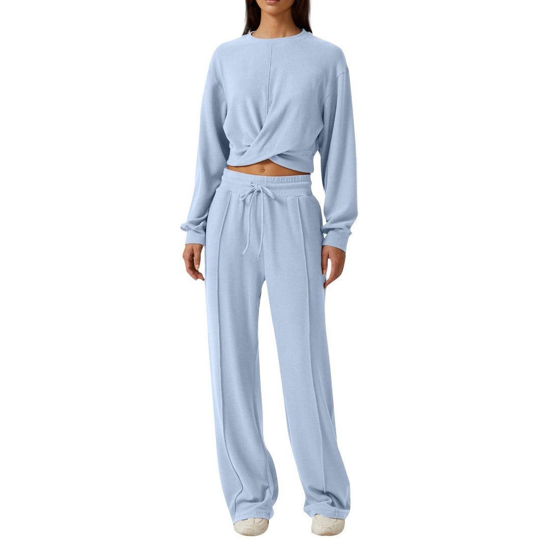 Damen gemütliches Sweatpants-Set mit modischem Crop-Oberteil EB