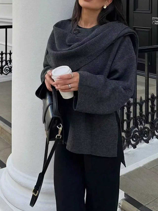 Damen Wickeljacke mit lässigem Schnitt und hochgeschlossenem Design EB