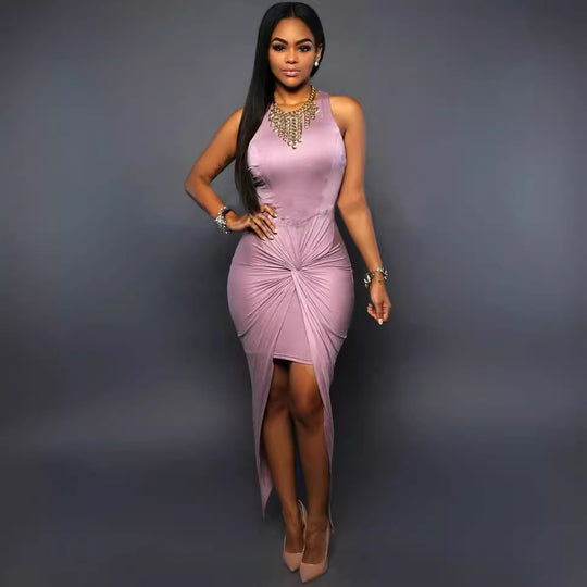 Damen Elegantes Wickelkleid mit aufregendem Schlitz und raffinierter Raffung EB