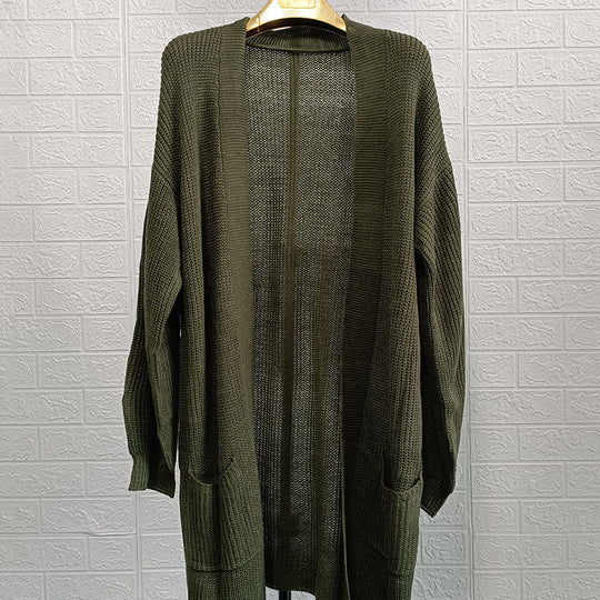 Damen Strickjacke mit offener Front und strukturiertem Design EB