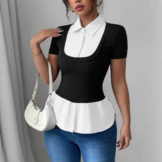 Damen Elegantes Oberteil mit fließendem Saum EB