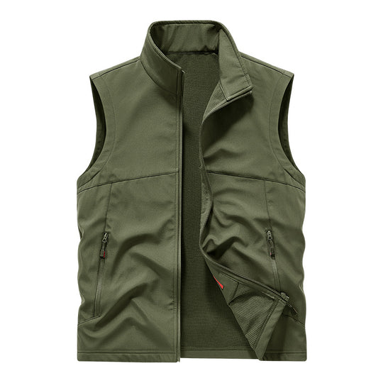 Herren atmungsaktive Softshell-Outdoorweste mit hochschließendem Stehkragen und fleecegefütterter Innenseite EB