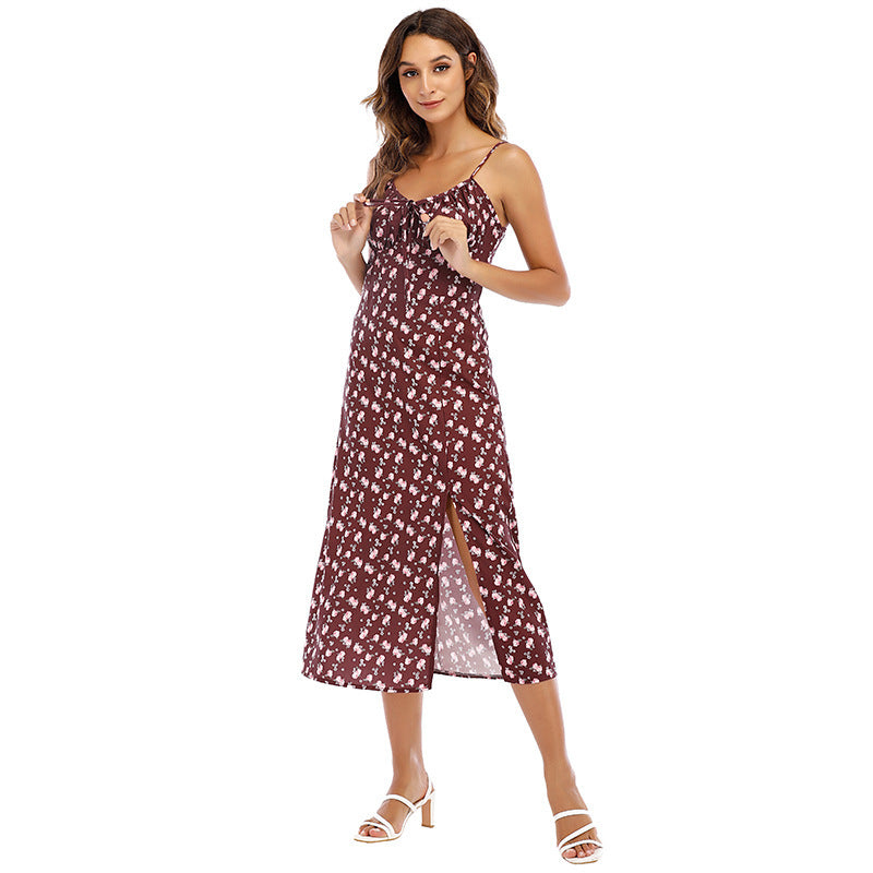 Damen Sommerkleid im Boho-Stil mit Schlitz EB