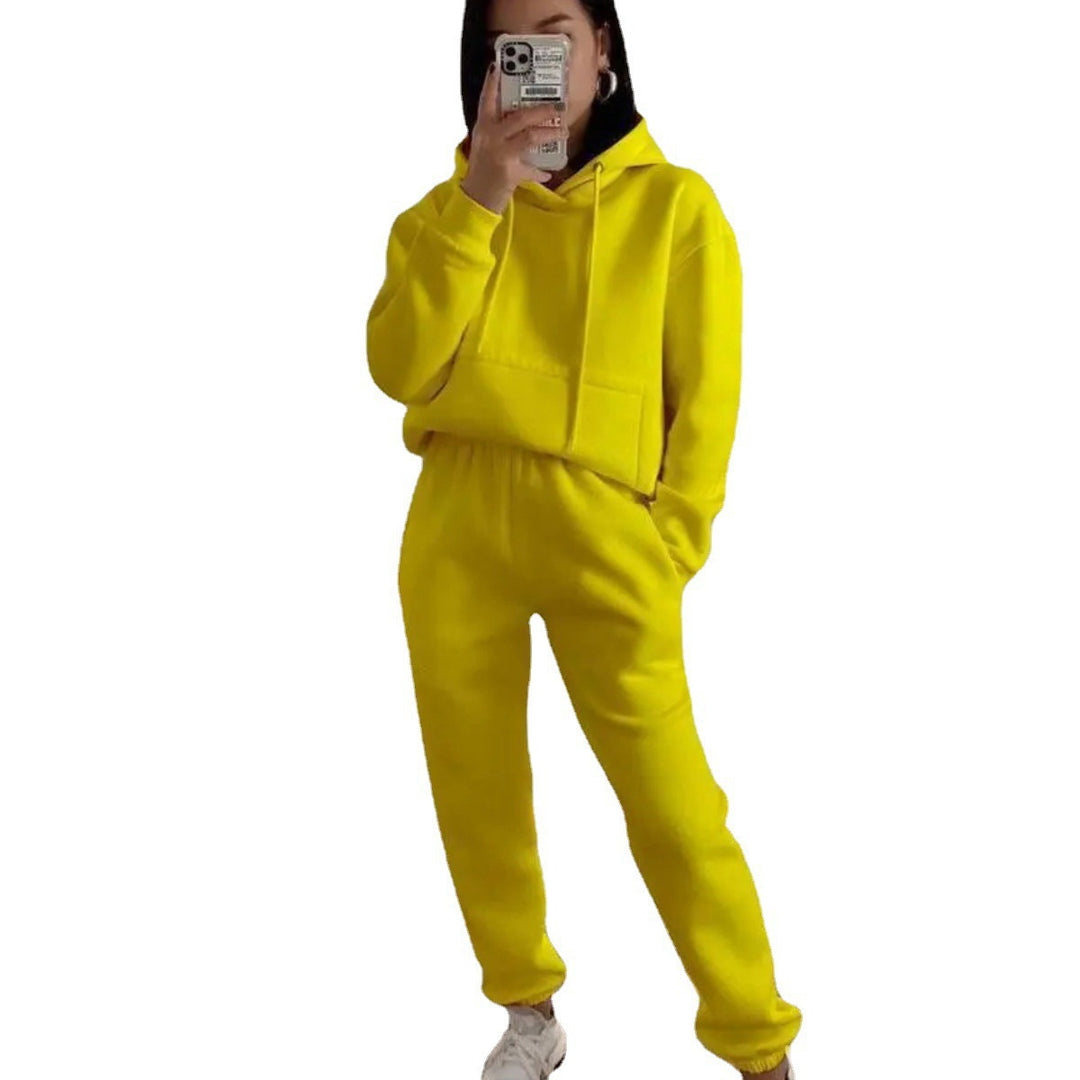 Damen nan kuscheliger Oversize-Kapuzenpullover und Highwaist-Jogginghose Set EB