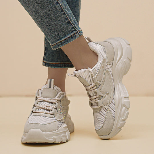 Damen Sportliche Sneakers mit Glitzerdetails und atmungsaktivem Obermaterial EB