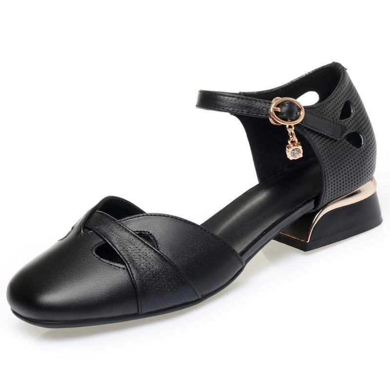 Damen Ballerinas mit dekorativem Riemen und modischem Absatz EB