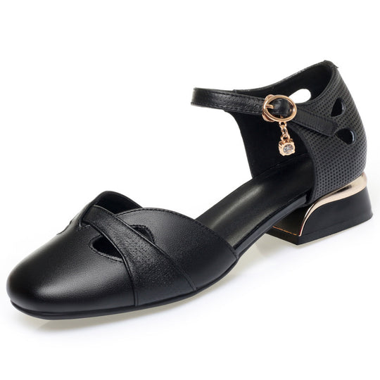 Damen Ballerinas mit dekorativem Riemen und modischem Absatz EB