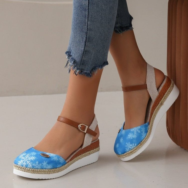 Damen Wedge-Sandalen mit geflochtenem Riemendesign und komfortablem Fußbett EB