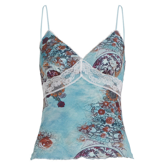 Damen Spitzen-Camisole mit floralem Druck EB