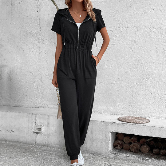 Damen Kapuzenoverall mit praktischem Reißverschluss und elastischem Bund EB
