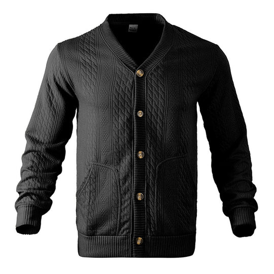 Herren Strickjacke mit strukturellem Design und hochwertigen Knöpfen EB