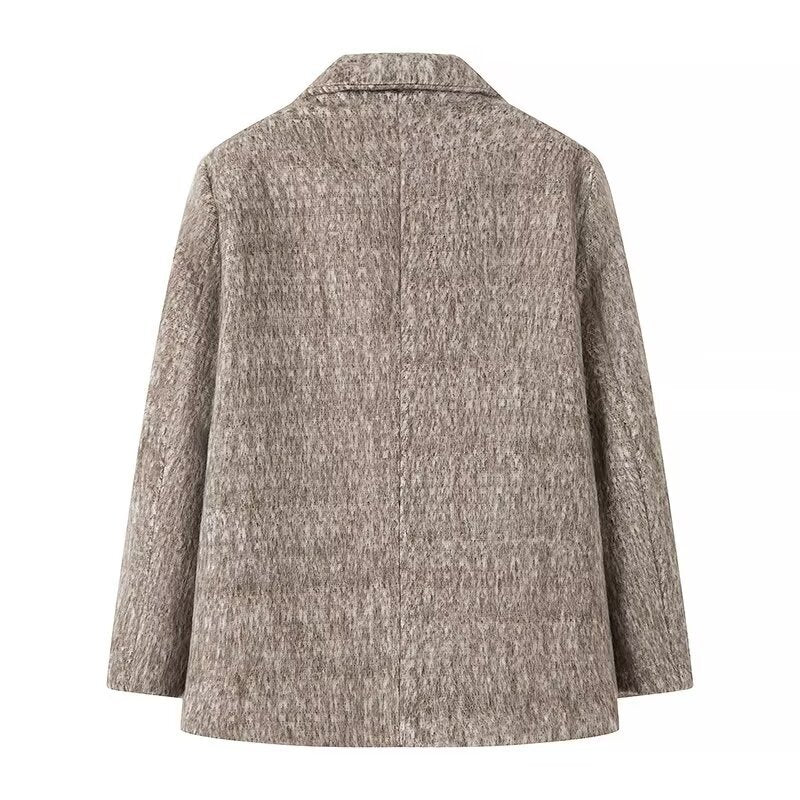Damen elegante Blazerjacke aus hochwertigem Stoff mit feinem Muster EB