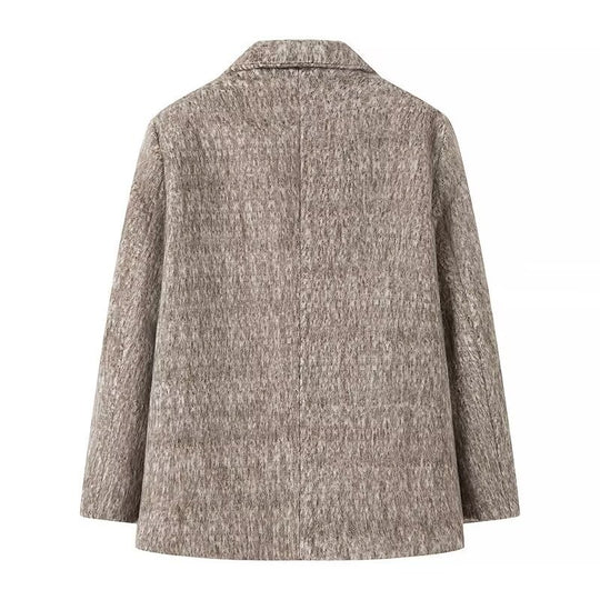 Damen elegante Blazerjacke aus hochwertigem Stoff mit feinem Muster EB