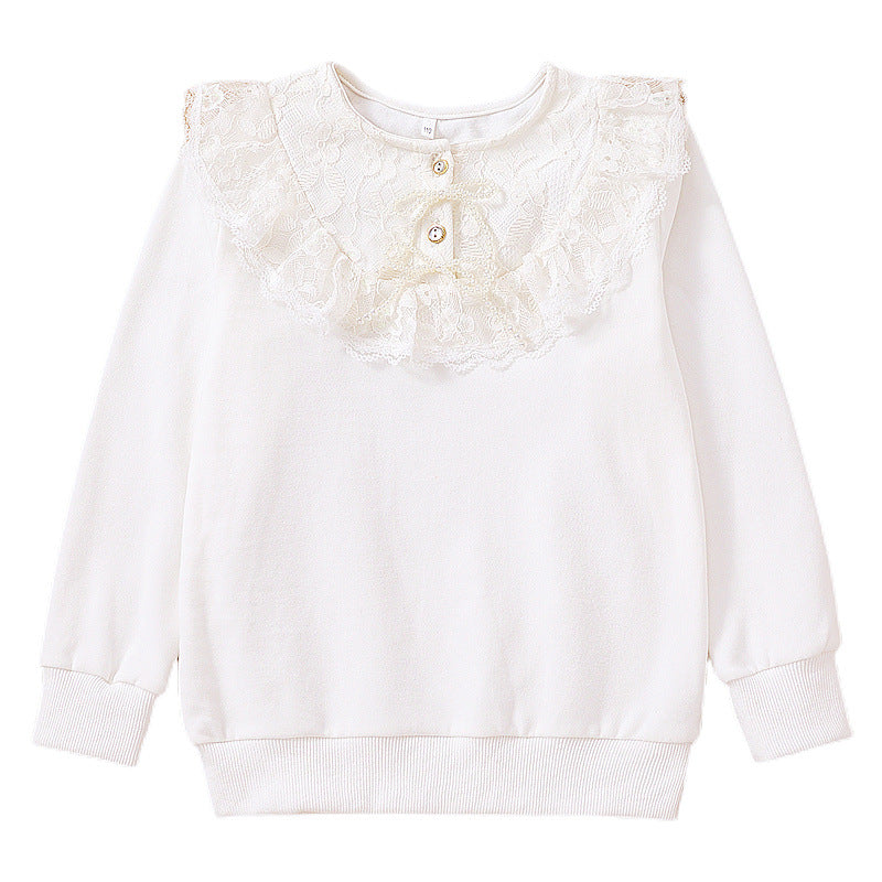 Mädchen Sweatshirt mit romantischem Spitzenkragen EB
