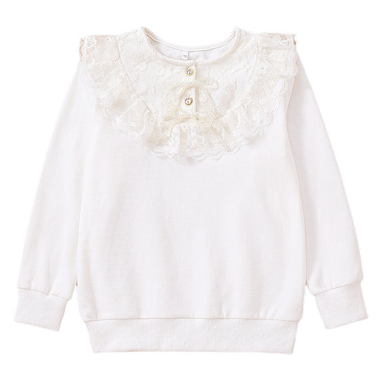 Mädchen Sweatshirt mit romantischem Spitzenkragen EB