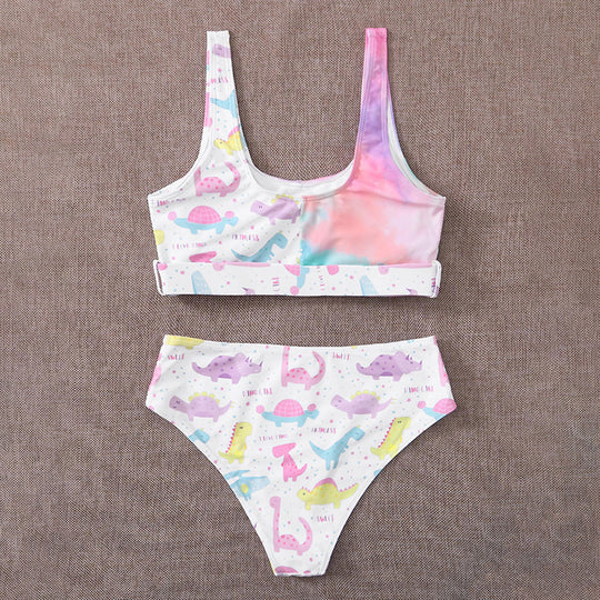 Damen Sport-Bikini mit lustigem Dinosaurier-Muster EB