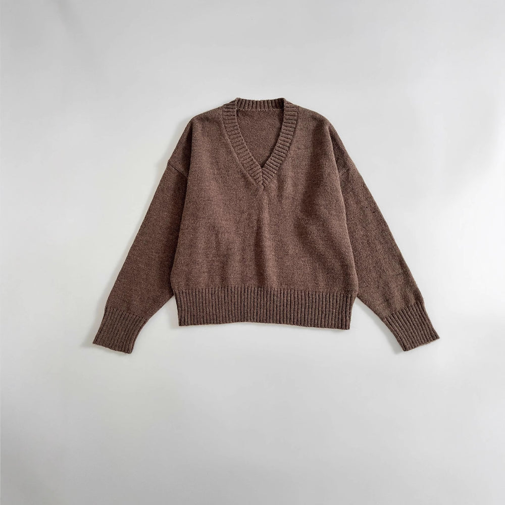 Damen lässiger V-Ausschnitt Pullover EB