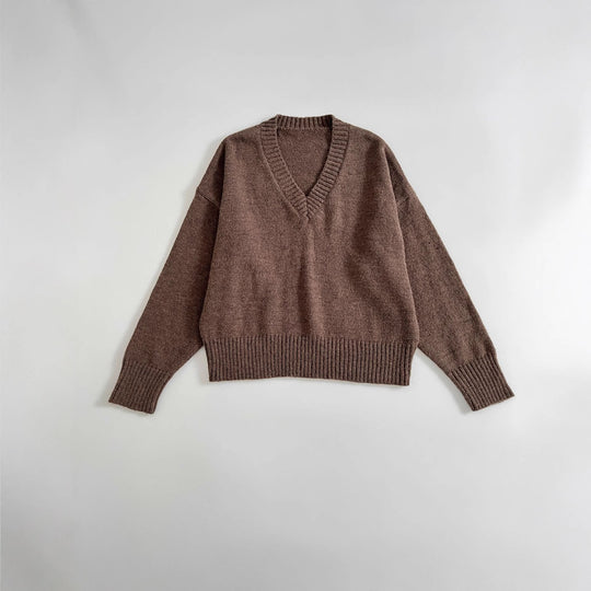 Damen lässiger V-Ausschnitt Pullover EB
