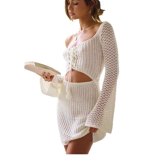 Damen Strickkleid mit Off-Shoulder Design EB