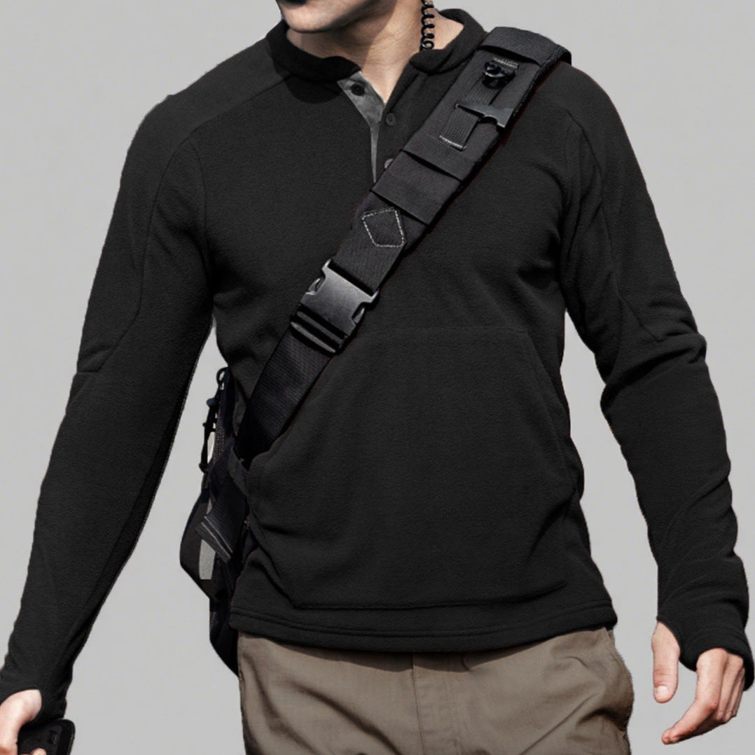 Herren Kuscheliger Fleece-Pullover mit Knopfleiste EB