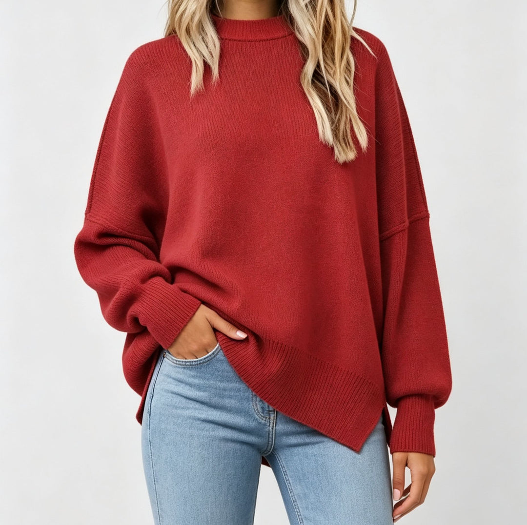 Damen Kastiger Feinstrickpullover mit asymmetrischem Zipfelsaum EB