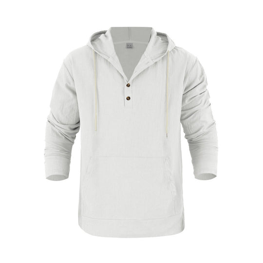 Herren Kapuzensweater mit Knopfleiste und praktischen Taschen EB
