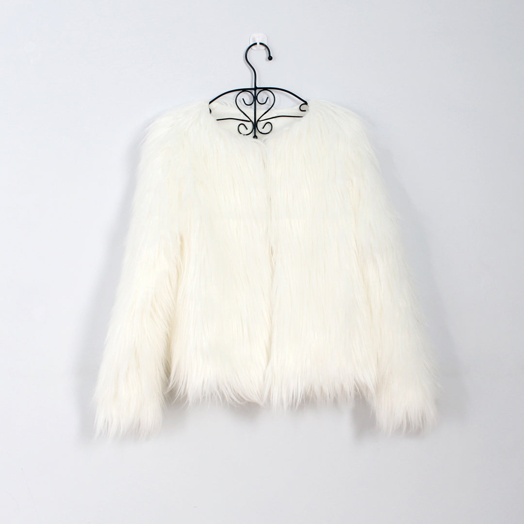Damen Flauschige Kunstfell-Jacke mit lässigem Schnitt und weichem Innenfutter EB