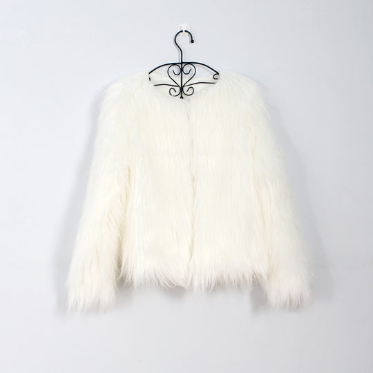 Damen Flauschige Kunstfell-Jacke mit lässigem Schnitt und weichem Innenfutter EB