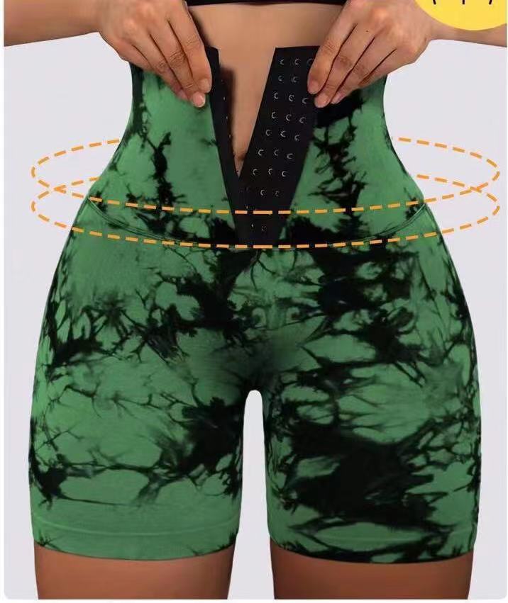 Damen Modische Radlerhosen mit höhenverstellbarem Bund und einzigartigem Batikdesign EB