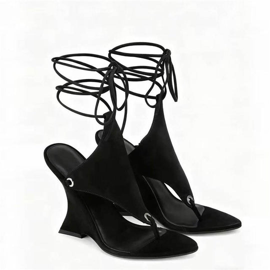 Damen Wedge-Sandalen mit modischem Leopardenprint und Riemchen EB