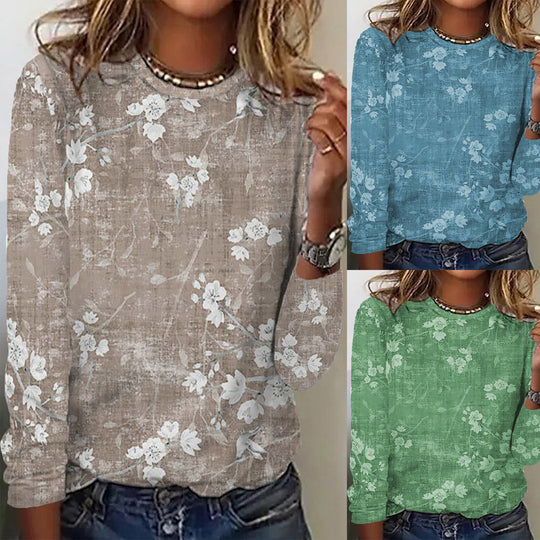Damen Langarmshirt mit floralem Druck und weichem Stoff EB