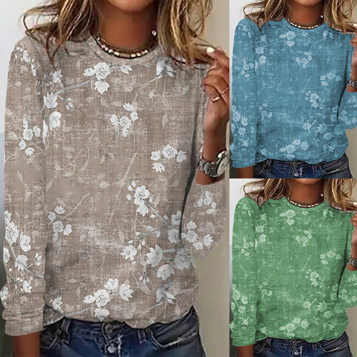 Damen Langarmshirt mit floralem Druck und weichem Stoff EB