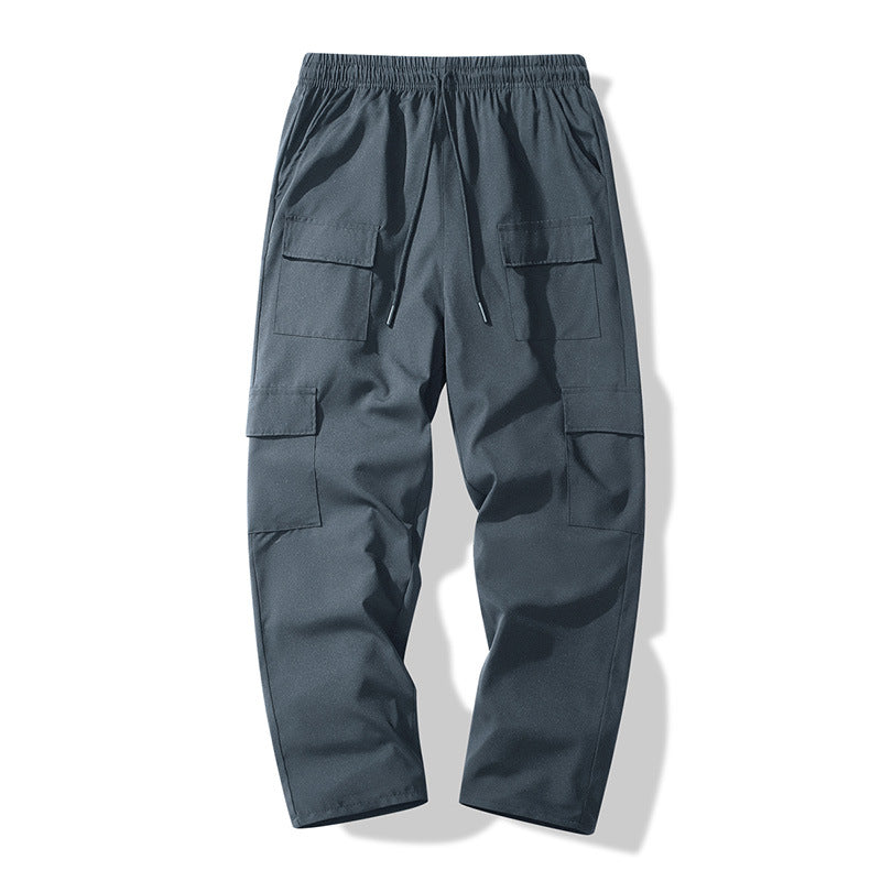 Herren Cargo-Freizeithose mit elastischem Bund, Tunnelzug und Mehrfach-Klappentaschen EB