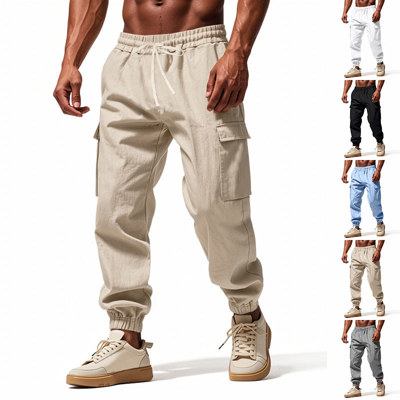 Herren Utility-Cargo-Jogger mit elastischem Bund, Kordelzug und großem Seitentaschen‑Panel EB
