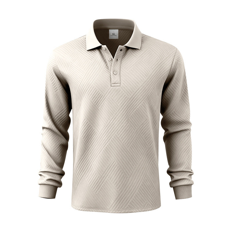 Herren nan langärmeliges Poloshirt aus strukturiertem Jacquardstrick EB