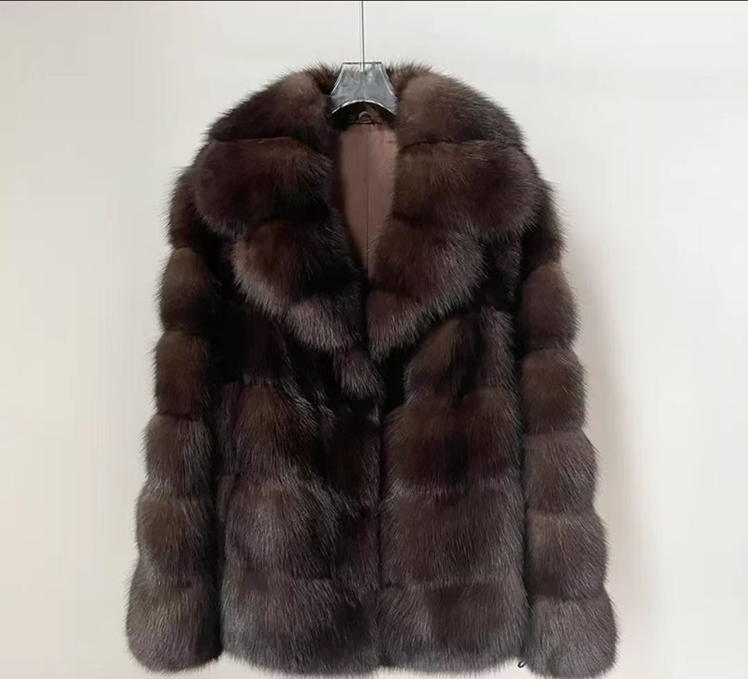 Damen luxuriöse und warme Kunstpelzjacke EB