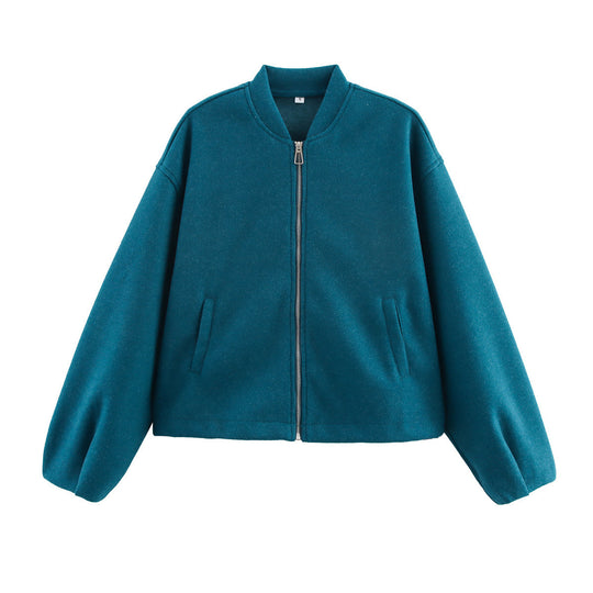 Damen lässige Übergangsjacke mit Stehkragen und asymmetrischem Schnitt EB