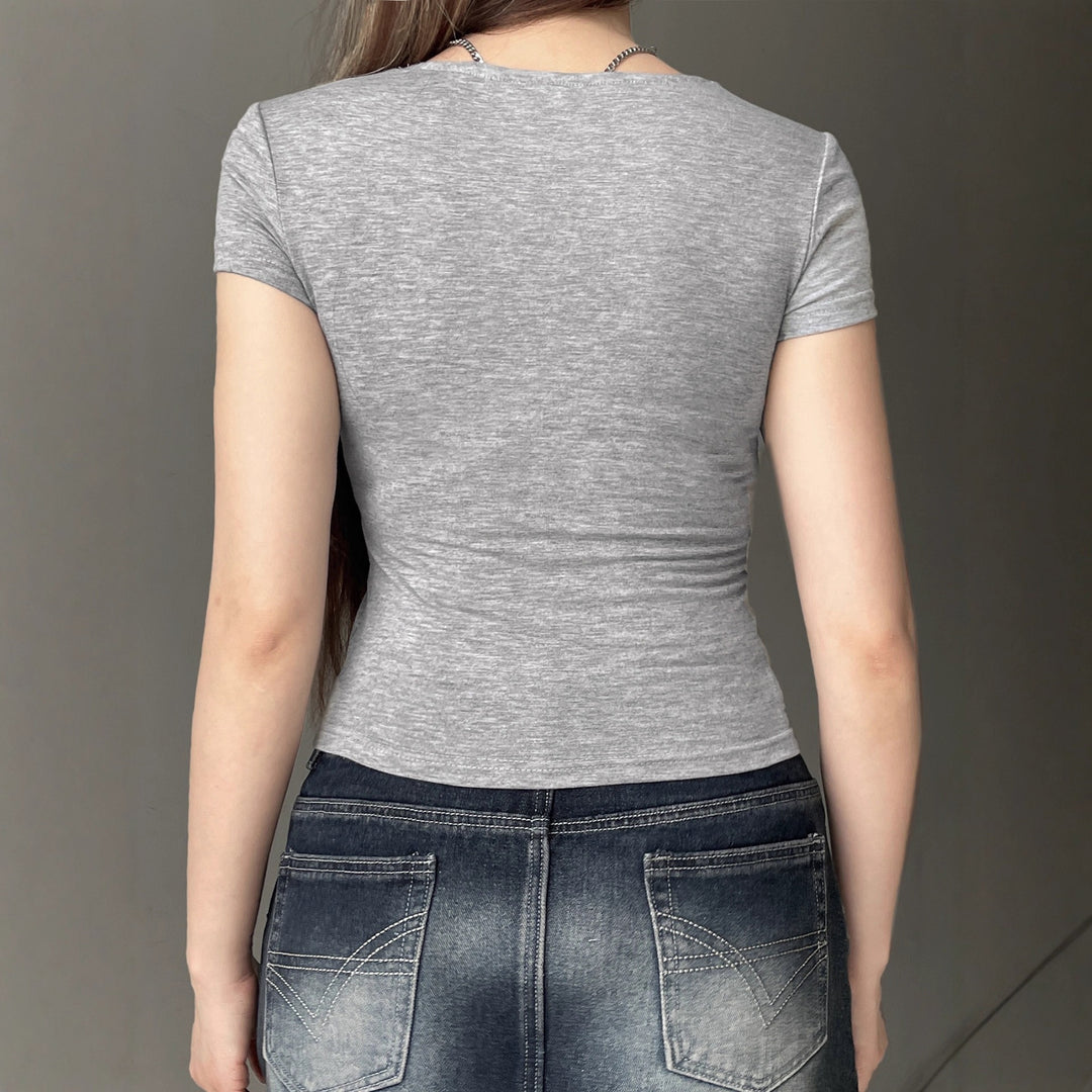Damen figurumspielendes Oberteil mit eleganter Spitzenverzierung EB