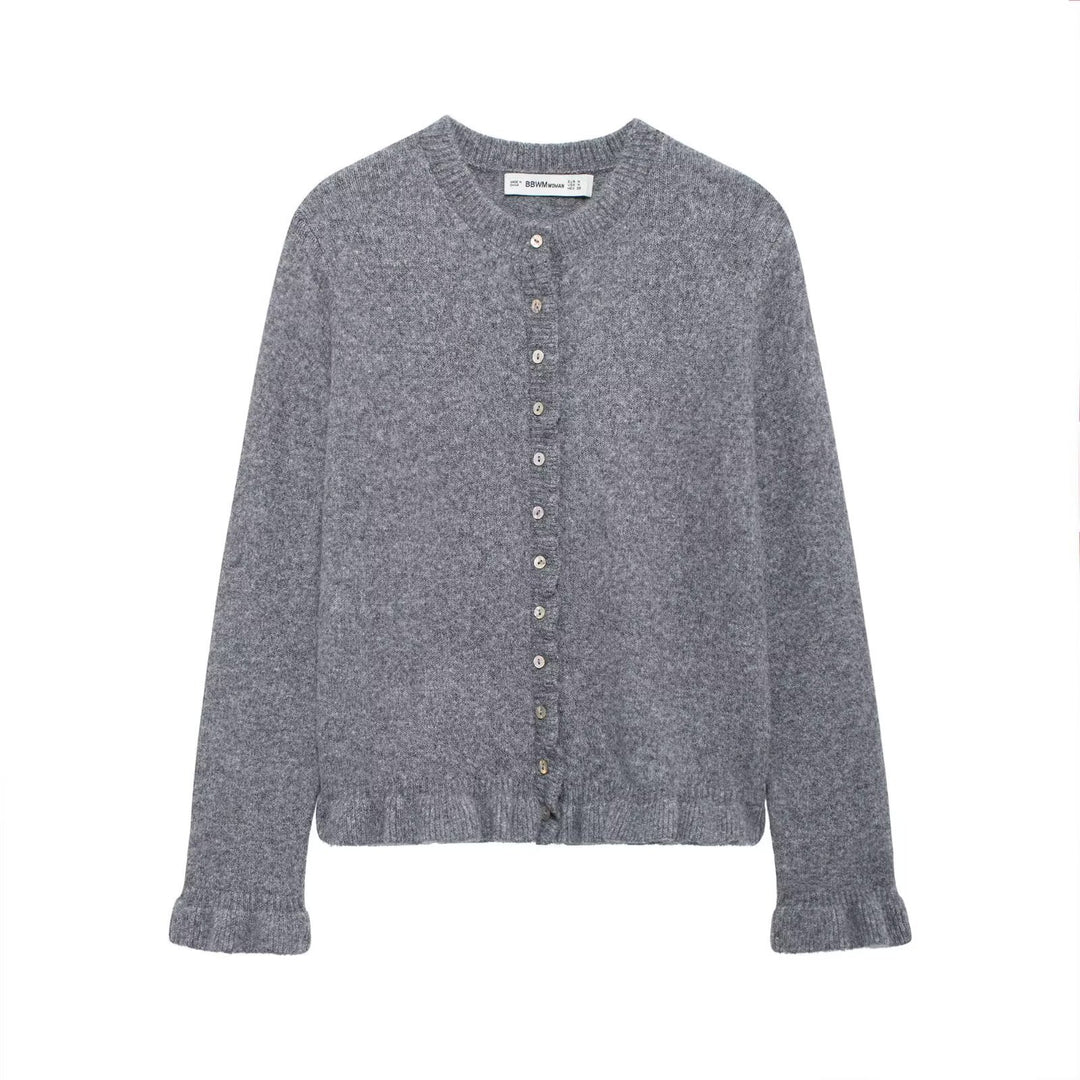 Damen elegante Strickjacke mit dekorativen Knöpfen EB