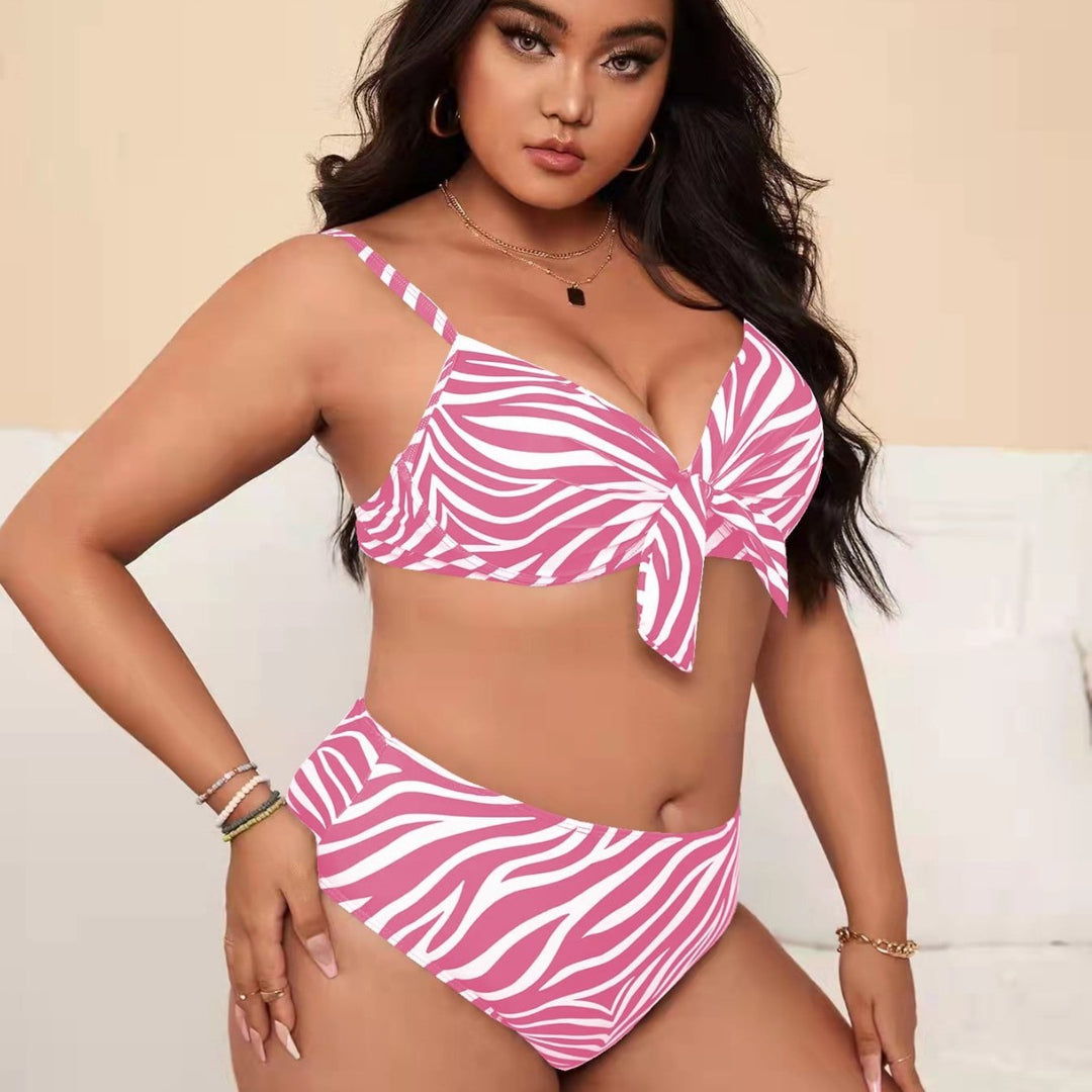 Damen Bikini-Set mit modischem Zebra-Muster und verstellbarem Knoten EB