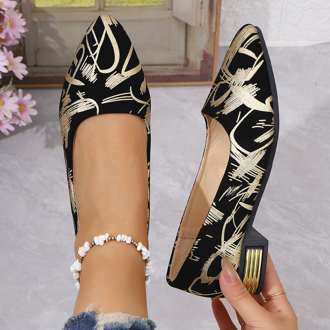 Damen Elegante Ballerinas mit extravaganten Goldakzenten EB