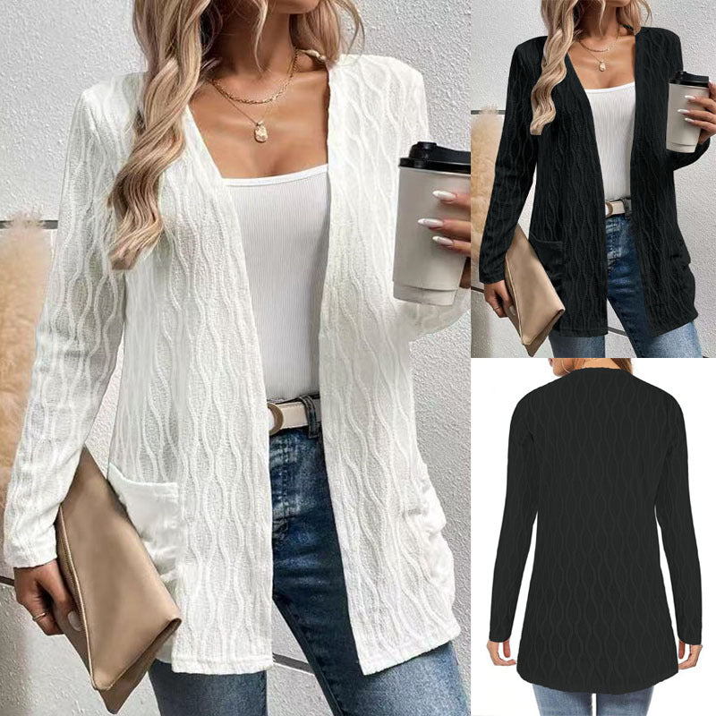 Damen Strickjacke mit strukturiertem Muster und praktischen Taschen EB