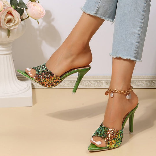 Damen High-Heels mit funkelnder Applikation und elegantem Riemendesign EB